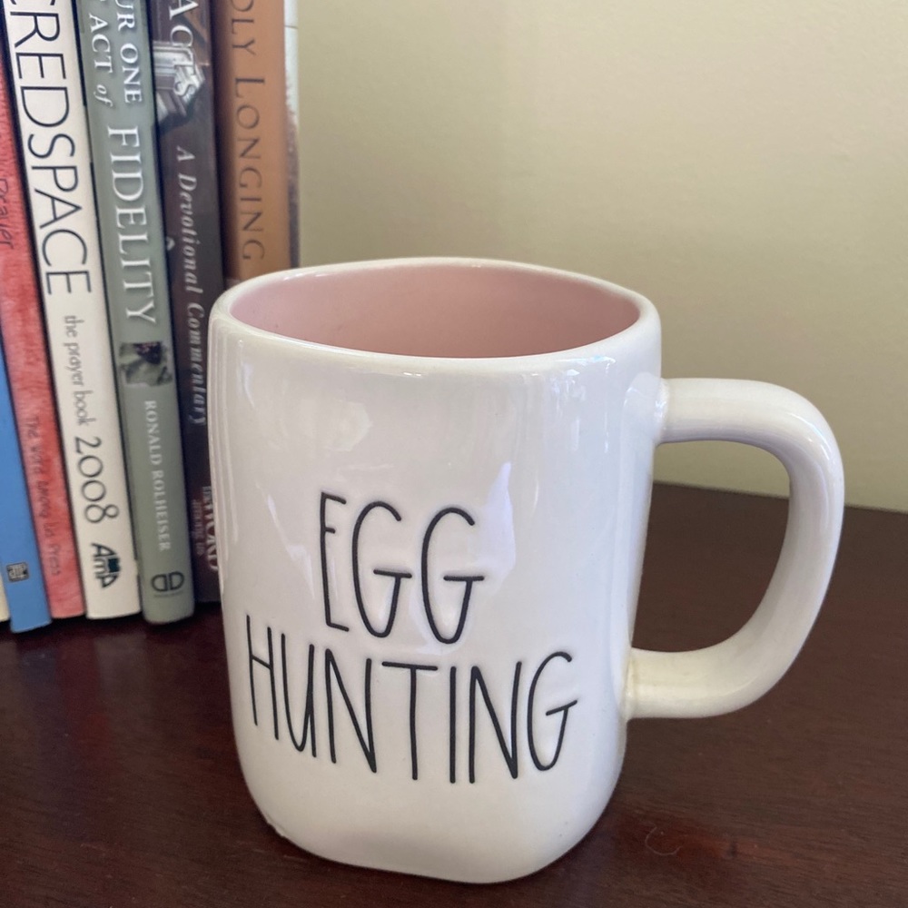 Rae Dunn By Magenta  “Egg Hunting” mug, pink interior NWOT
